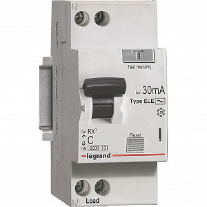 Дифференциальный автоматический выключатель Legrand RX3 1П+N 20А 30мА, тип AC, 6кА, C 419400