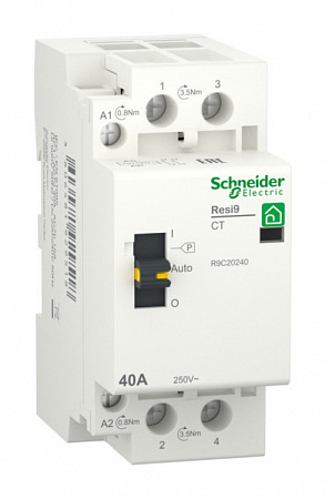 Контактор Schneider Electric Resi9 40А 1П+N, 2НО, 230/250В АС 50Гц