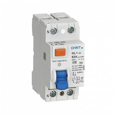 Выключатель дифференциального тока CHINT NL1-63 2п 16А 10мА тип A 6кА