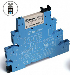 Интерфейсный модуль Finder 1CO 6A 24В AC/DC, сборка 34.51.7.024.0010 + 93.01.0.024 385100240060