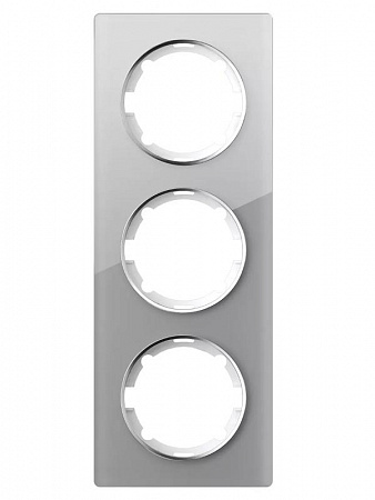 Рамка OneKeyElectro Garda 3 поста вертикальная стеклянная серый, 2E52311302