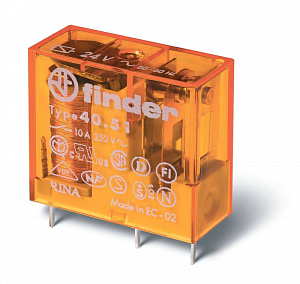 Реле Finder 10А 36В DC миниатюрное, универсальное, 1CO, влагозащищенное 405190360003
