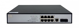 Коммутатор управляемый Gigalink L2, 8 PoE (802.3af/at) портов 10/100/1000 Мб/с, 2 SFP, 150Вт GL-SW-G204-10P