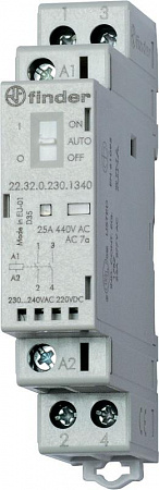 Контактор модульный Finder 25А 2NO AgNi 24В AC/DC 17.5мм IP20