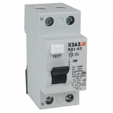 Выключатель дифференциального тока КЭАЗ ВД1-63-2340-АС-УХЛ4