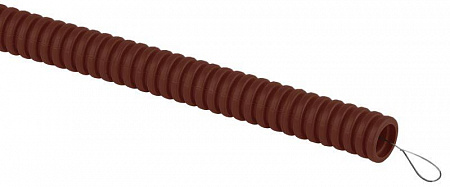 Труба гофрированная ЭРА ПВХ легкая 25 мм, с протяжкой дуб, 25 м/уп.