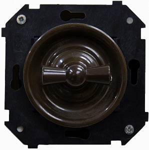 Проходной выключатель 2-клавишный Bironi Шедель коричневый, пластик, скрытый монтаж B3-202-22