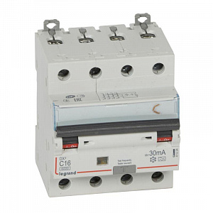 Дифференциальный автоматический выключатель Legrand DX3 4п C 16А 30мА тип A 10кА 411234