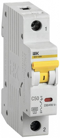 Автоматический выключатель IEK ВА47-60M 50А 1п C, 6кА