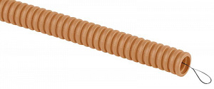 Труба гофрированная ЭРА ПВХ легкая 25 мм, с протяжкой сосна, 25 м/уп. Б0043213