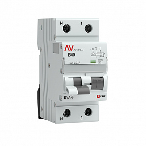 Дифференциальный автоматический выключатель EKF Averes DVA-6 1П+N 40А 30мА, тип AC, 6кА, C rcbo6-1pn-40C-30-ac-av