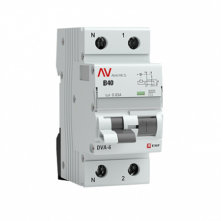 Дифференциальный автоматический выключатель EKF Averes DVA-6 1П+N 40А 30мА, тип AC, 6кА, C