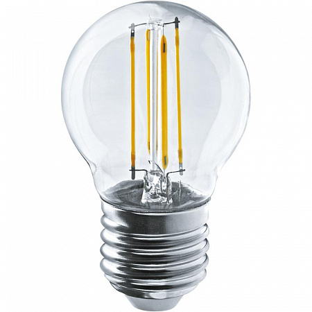 Лампа светодиодная филаментная 80 885 OLL-F-G45-12-230-4K-E27 12Вт шар прозрачная 4000К нейтр. бел. E27 1200лм 220-240В ОНЛАЙТ