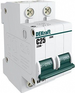 Автоматический выключатель DEKraft ВА-101 25А 2п 4.5кА, C 11068DEK