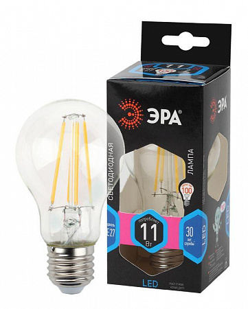 Лампа светодиодная филаментная F-LED A60-11W-840-E27 11Вт A60 грушевидная 4000К нейтр. бел. E27 Эра