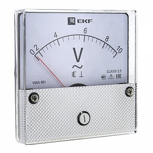 Вольтметр EKF на панель 80х80 мм 300В аналоговый, прямое подключение vma-801-300