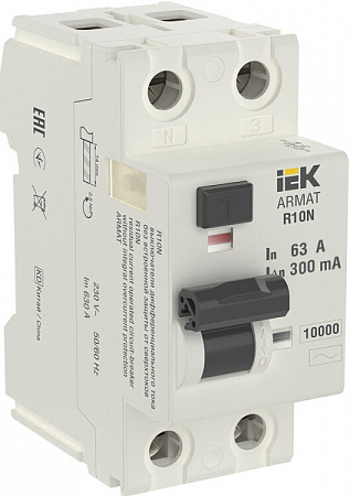 Выключатель дифференциального тока IEK Armat R10N 2п 63А 300мА тип AC