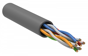 Кабель витая пара ITK U/UTP 5E, 4x2 PVC, серый, 305 м/уп. BC1-C5E04-111-305-G