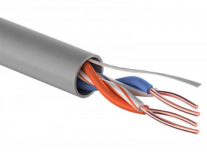 Кабель витая пара PROconnect CCA U/UTP 5E 2х2х24AWG PVC серый 01-0022-3