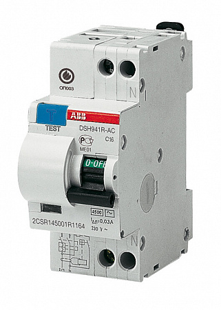 Дифференциальный автоматический выключатель ABB DSР941R 1П+N 10A 30мА, тип AC, 4.5кА, C, DSH941RAC-C10/0,03
